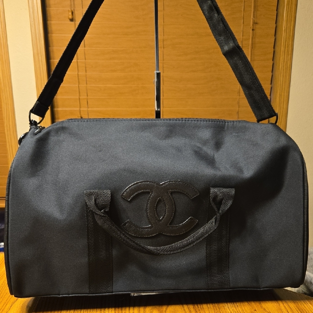 NWOT (GWP) Chanel Black Duffel Bag With Two Way Straps.